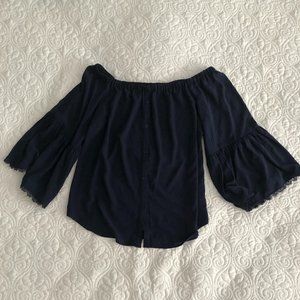 Navy Off-The-Shoulder Blouse